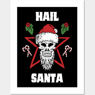 hail santa funny christmas satan santa skull Posters and Art